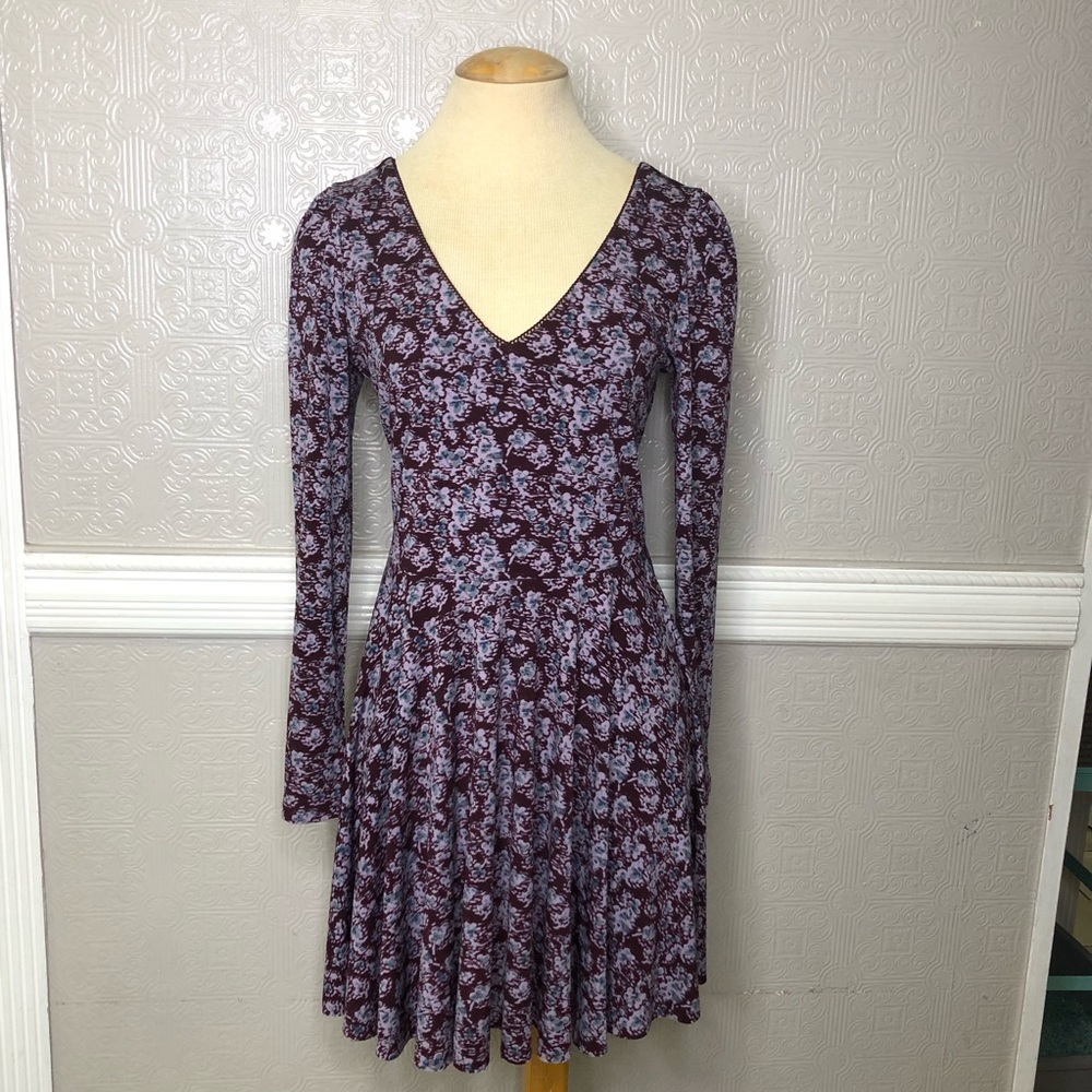 Kimchi Blue Floral Long Sleeve Dress Lace Up Back Women’s Size L